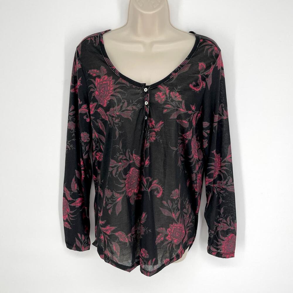 I Jeans by Buffalo Women's NWT Long Sleeves Floral Top Size L Black, Pink, Gray
